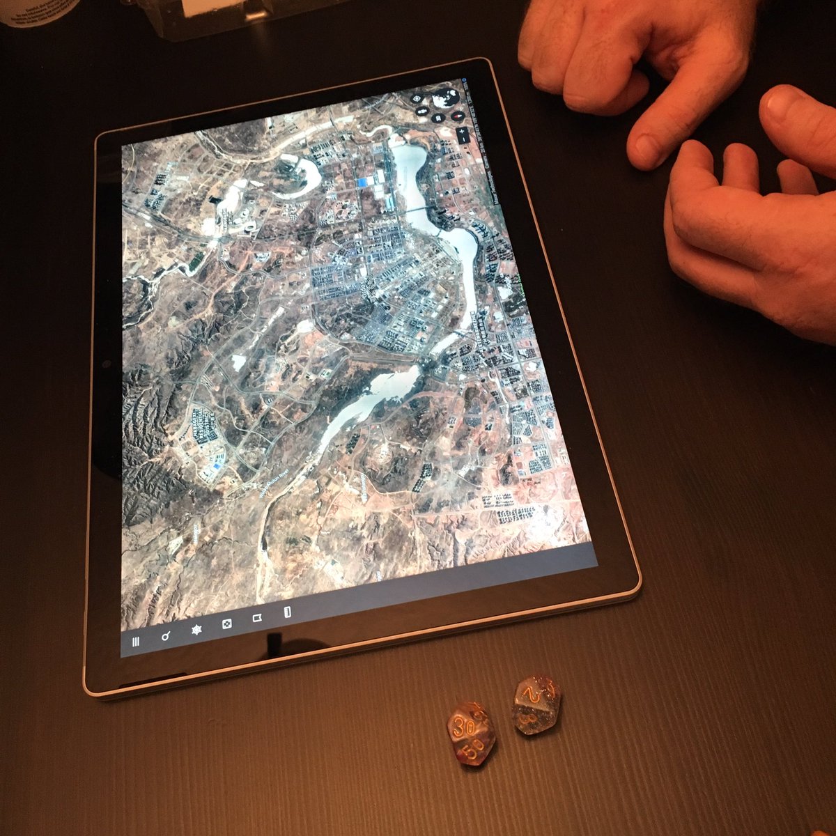 adventuresgaia's tweet image. Last nights’s IRL game. Google Earth provides some great towns for adventures. Josh loves that it’s easy to measure distances for encounters. #rpgtools