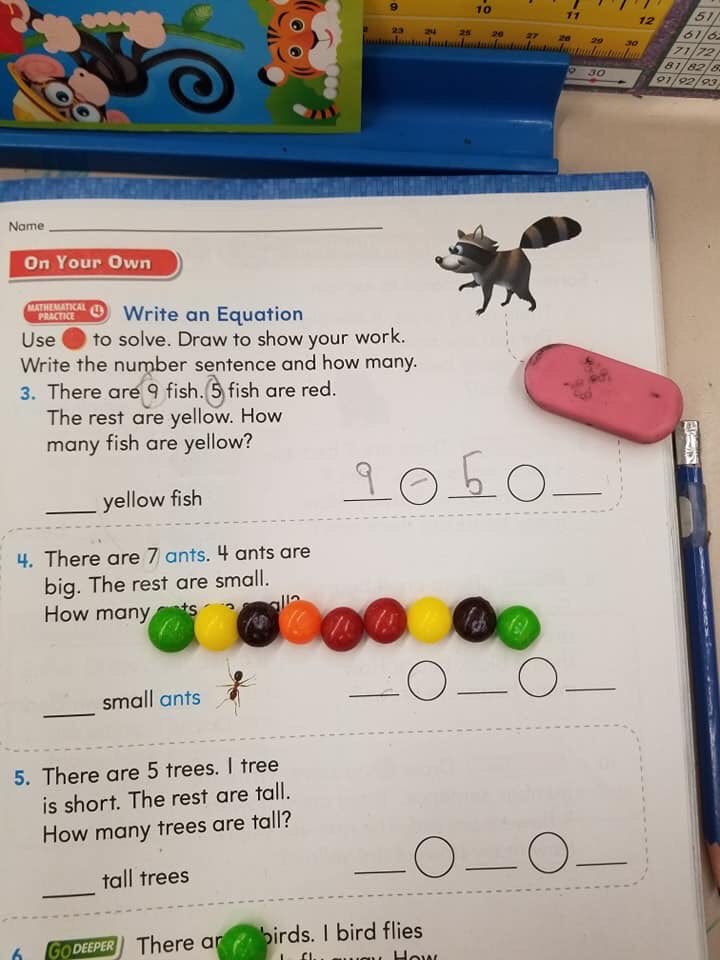 KarenMoMath's tweet photo. 1st graders are using their left over Halloween candy to help them with their math! Great work Mirror Lake!@BCPSElementary @BCPS_ElemMath @drnmancini @MarlenVeliz1 https://t.co/mUqPkKkDQF