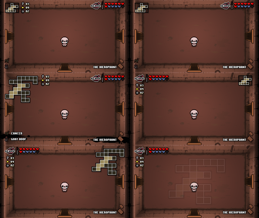 tyronerodriguez's tweet photo. Once we decided on the the general design, we iterated some more. This is the closest layout to the final one in the game #IsaacRebirthDev https://t.co/7AeIr9B2f4