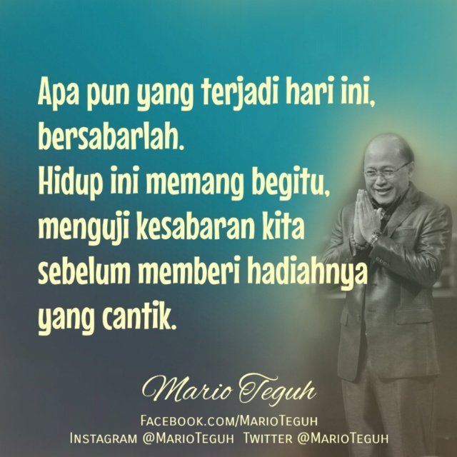 marioteguh's tweet photo. Yang lebih bersabar hari ini ya?💖💝💗

#menguji #kualitas #sabar #sukses #motivator #motivatorindonesia #motivasi #inspirasi #MTGW #MarioTeguh #inspirasihidup #MarioTeguhTV #MKL https://t.co/T4jMKrmCLA