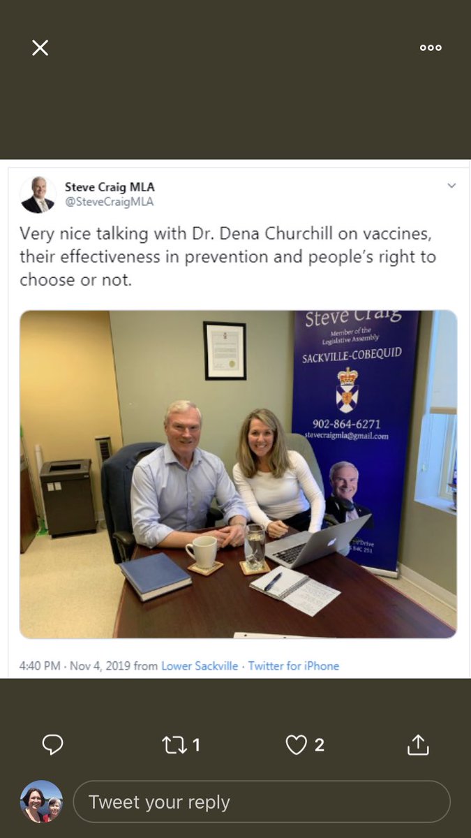 @HarveyBanfield1 @SteveCraigMLA @Tim_Bousquet @NSAutistics He had a meeting with a discredited Chiropractor about her alternate views on vaccines and their issues after his caucus tabled a bill on vaccines