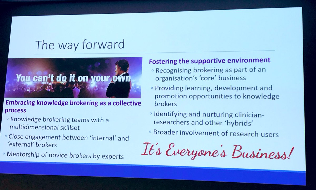 AusHSI's tweet image. So how do you create successful #knowledgebrokers? @RomanKislov @ARC_GM_ 
Mentor
Make it core business
Involve research users 
Nurture “hybrids”