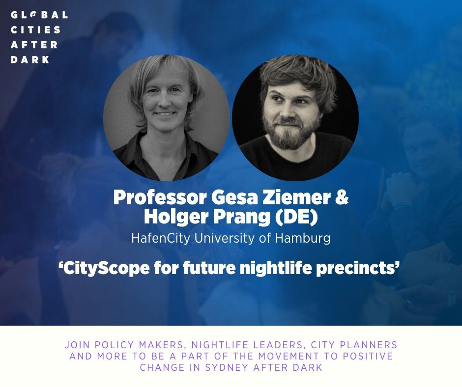 GCADForum's tweet image. Direct from Hamburg, Professor @GesaZiemer and @hlgrprng bring us an interactive case study on future nightlife areas in Sydney with the Music-City-Scope tool, which uses VR technology to show the inter-dependencies between music and the city. Join us bit.ly/GCAD19Tix
