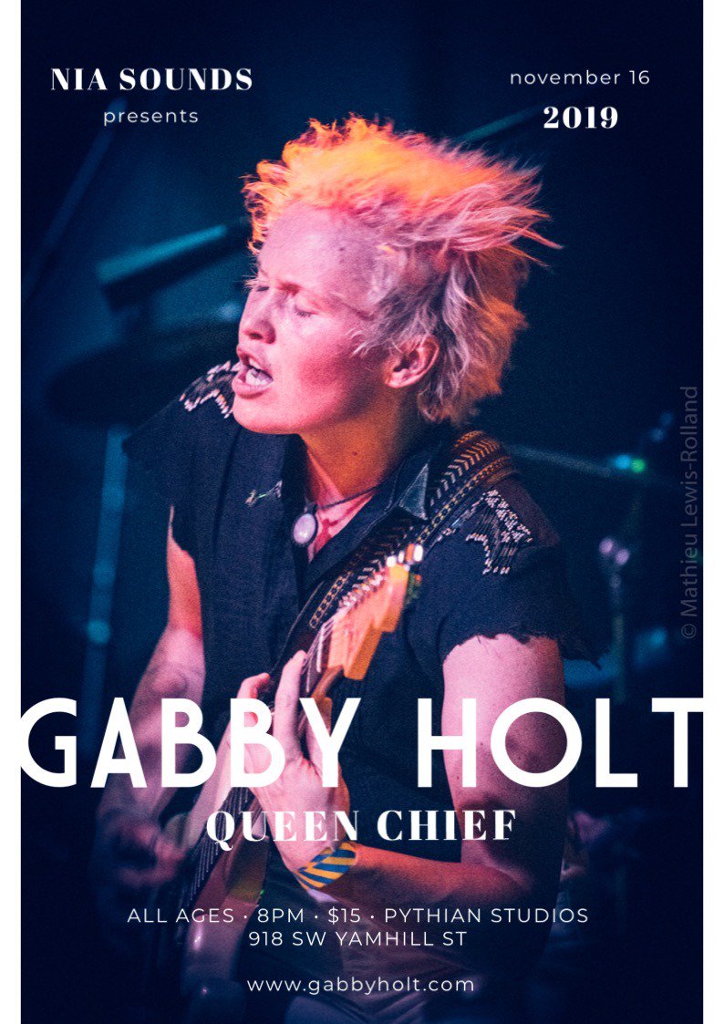 Sat. Nov. 16th! Join us in our sound-stage for #GabbyHolt and #QueenChief! This is an all ages show so come on out! 8PM - 11 PM. Come be fancy and create a special evening. Both #Portland native bands will be recording audio and video in our event space! #pythianstudios