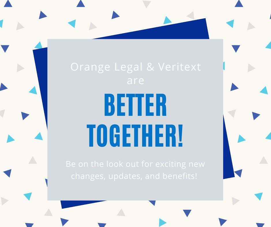 Both Orange Legal and Veritext teams are excited to have joined together. We are here to provide you with exceptional service and continued support for all your cases. Stay tuned for more updates coming soon! #orangelegal #veritext #litigation #support #legal #lawyers #support