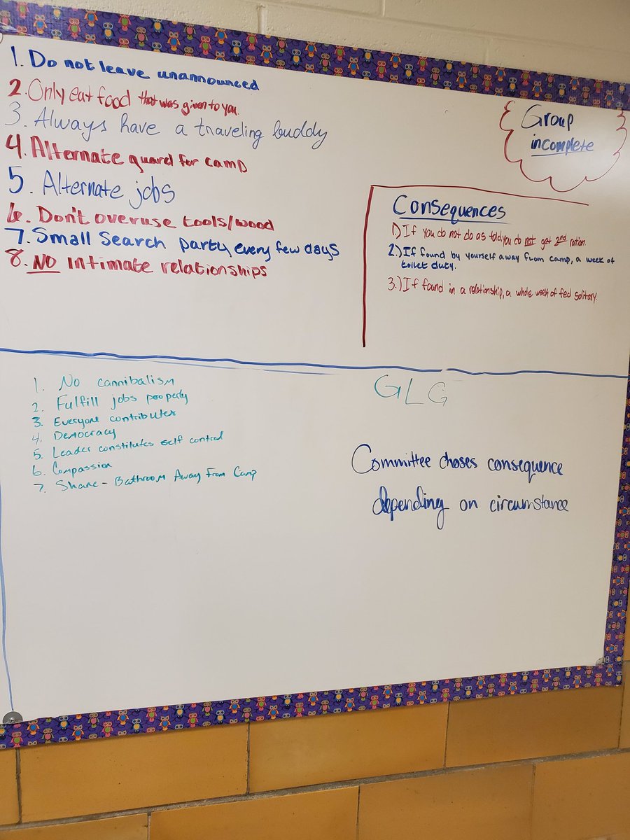 Stuck on an island with no adults...my Juniors know how to survive! Rules and consequences. #lordoftheflies <a href="/aimeehays/">Aimee Hays</a>