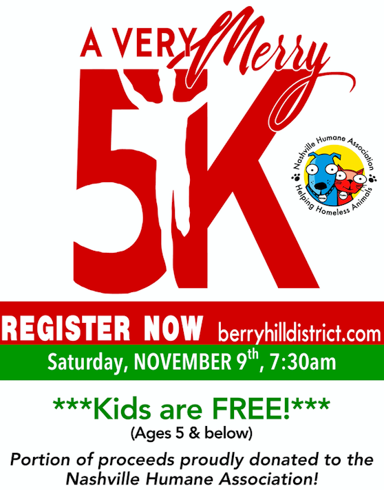 ShopBerryHill's tweet photo. Run, walk or roll at A Very Merry 5K! Part of the proceeds will be given to the Nashville Humane Association so bring a team and give to a GREAT CAUSE!! Register here: https://t.co/SQN8jZmohv 

#5K #berryhill #nashvillehumaneassocation #averymerry5k #nashville5k #holidayrun https://t.co/hcukijKKHy