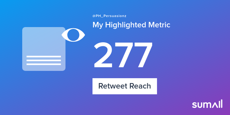 My week on Twitter ?: 1 Mention, 2 Retweets, 277 Retweet Reach, 1 Reply. See yours with https://t.co/QWHxrtnPiR