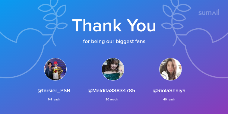 JDaHunter's tweet photo. Our biggest fans this week: tarsier_PSB, Maldita38834785, RiolaShaiya. Thank you! via https://t.co/ZwHGzDsBGI https://t.co/gz4UV4xVpp