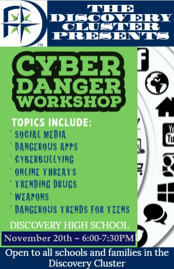 chestitans's tweet photo. Mark your calendars we will be having a very important "Cyber Danger Meeting" on Wednesday, November 20th at Discovery High. https://t.co/gZsSShxsrZ