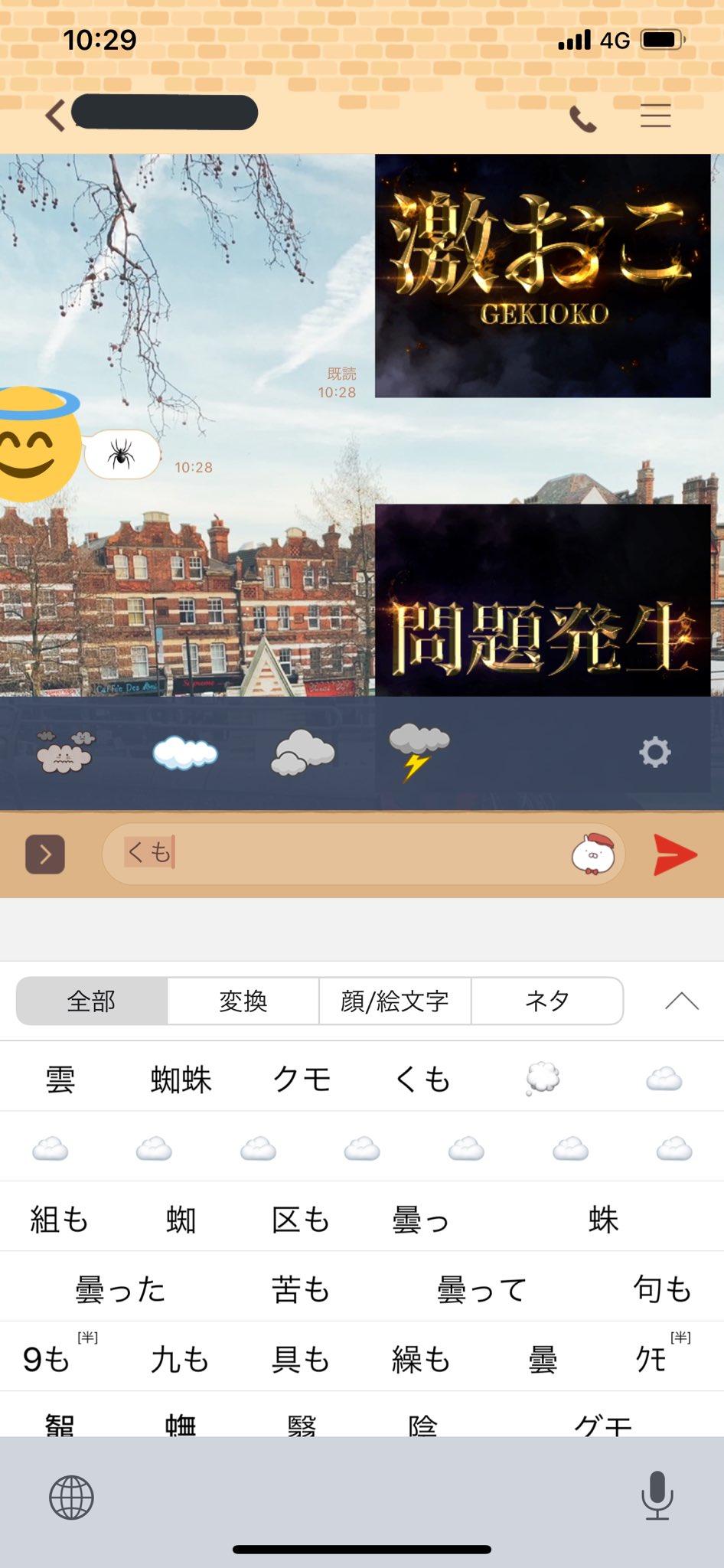 すぃーん パートナーが 使ってきたから蜘蛛怖いわーって送ろうと思って蜘蛛の絵文字 探したらめっちゃ でてきて え これ全部違う なん って思ってよく見たけど並んでるの全部同じでおいsimejiってなった Simeji 雲 蜘蛛 T Co