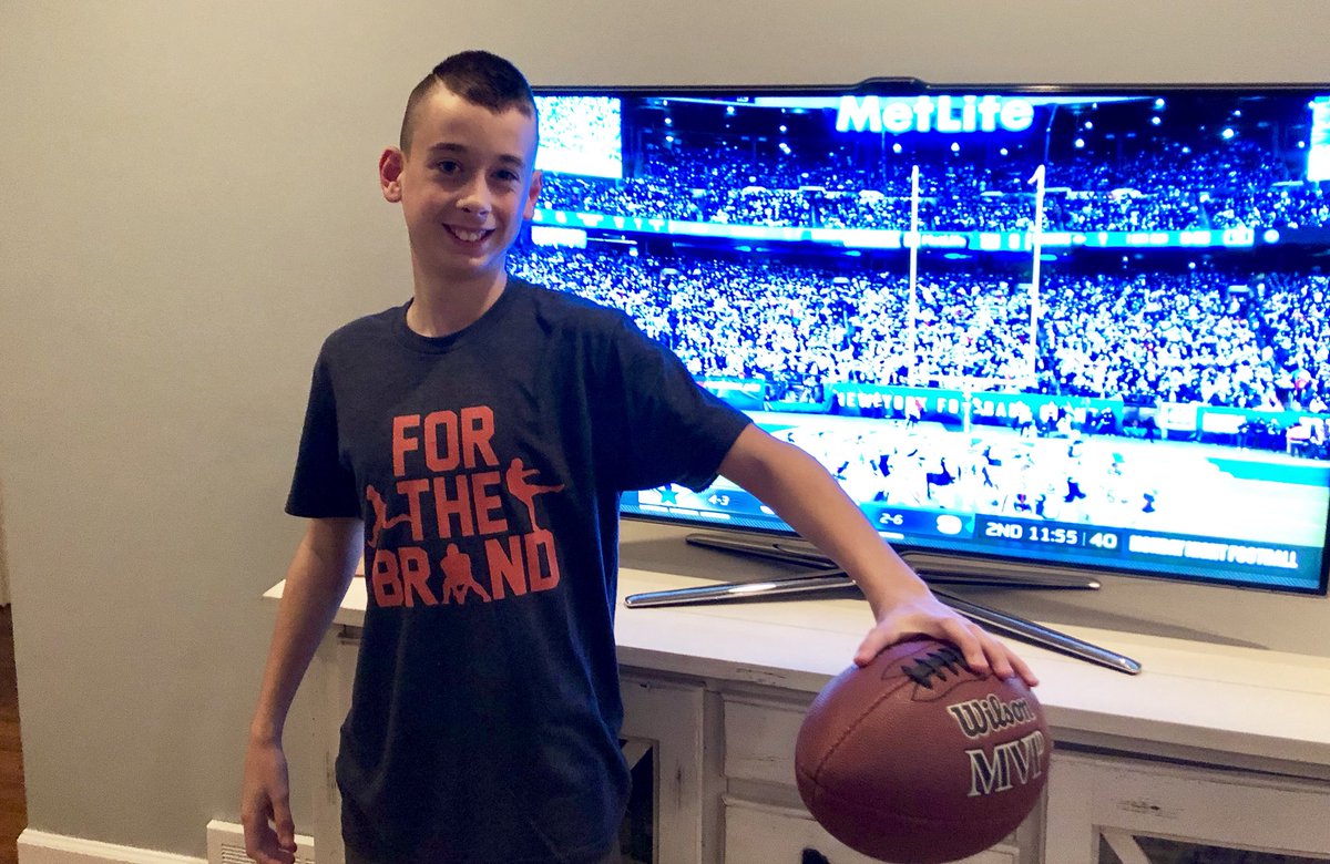 shelbycoltd19's tweet photo. When your son asks you to rewind the extra point to breakdown the miss....

Kicker in training. This kid is #ForTheBrand @PatMcAfeeShow 🏈 https://t.co/OiE4dNgY14