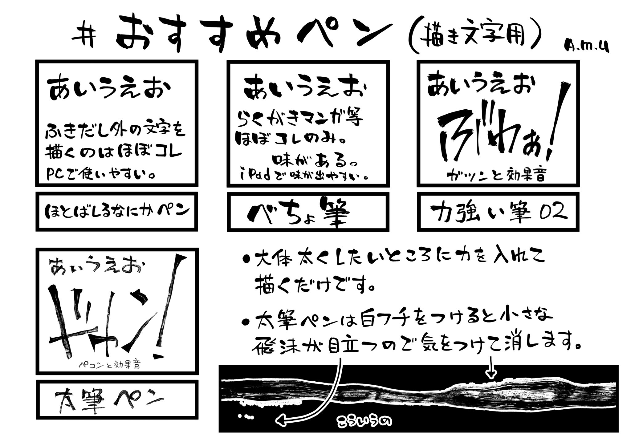 小村あゆみ と Clipstudio おすすめペン 描き文字どうやって描いてるんですかって聞いて頂くことが多いのでとりあえずデジタルでの使用ブラシを挙げてみました 文字とはいえ漫画の一部なので書き順とかとても無視して描きます 位置や大きさも調整し