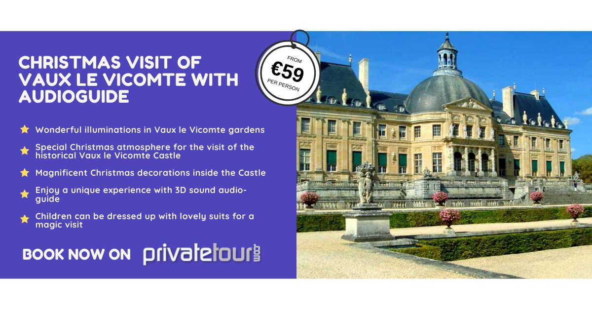 Christmas Visit of Vaux le Vicomte with Audioguide, from only €59! See full details &amp; book here: bit.ly/XmasVauxLeVico…

#france #privatetour #vicomte #christmas #xmas #excursion #tour #castle #chateau #book #travel #tourism