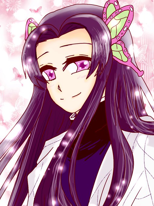 ねぎのまな🍜さんがTwitterに投稿した胡蝶カナエ(鬼滅の刃)のイラスト。