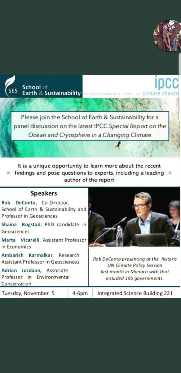 Join SES tomorrow for a panel on the most recent IPCC report! The event will feature a talk from Rob DeConto, a writer on the report #IPCC #climate