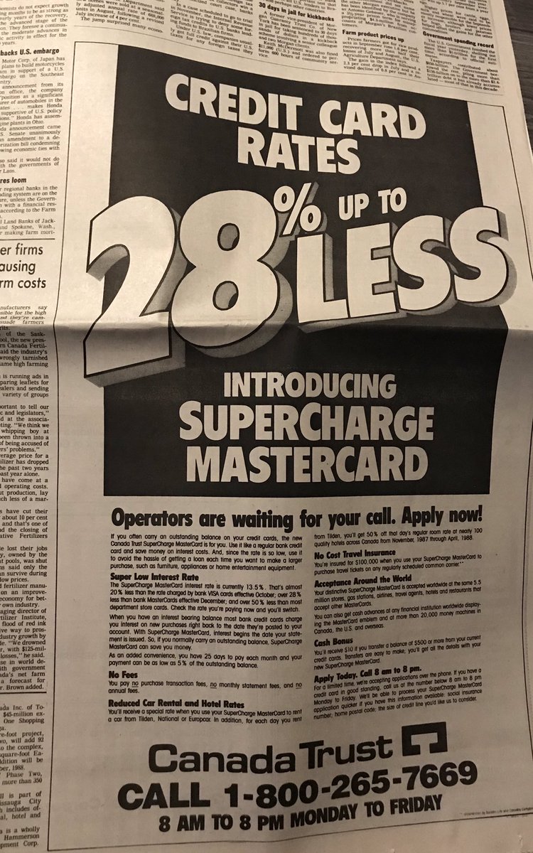 Found this Canada Trust Ad in a newspaper that my Mom bought on the day I was born! Pretty Cool! #80s#CanadaTrust