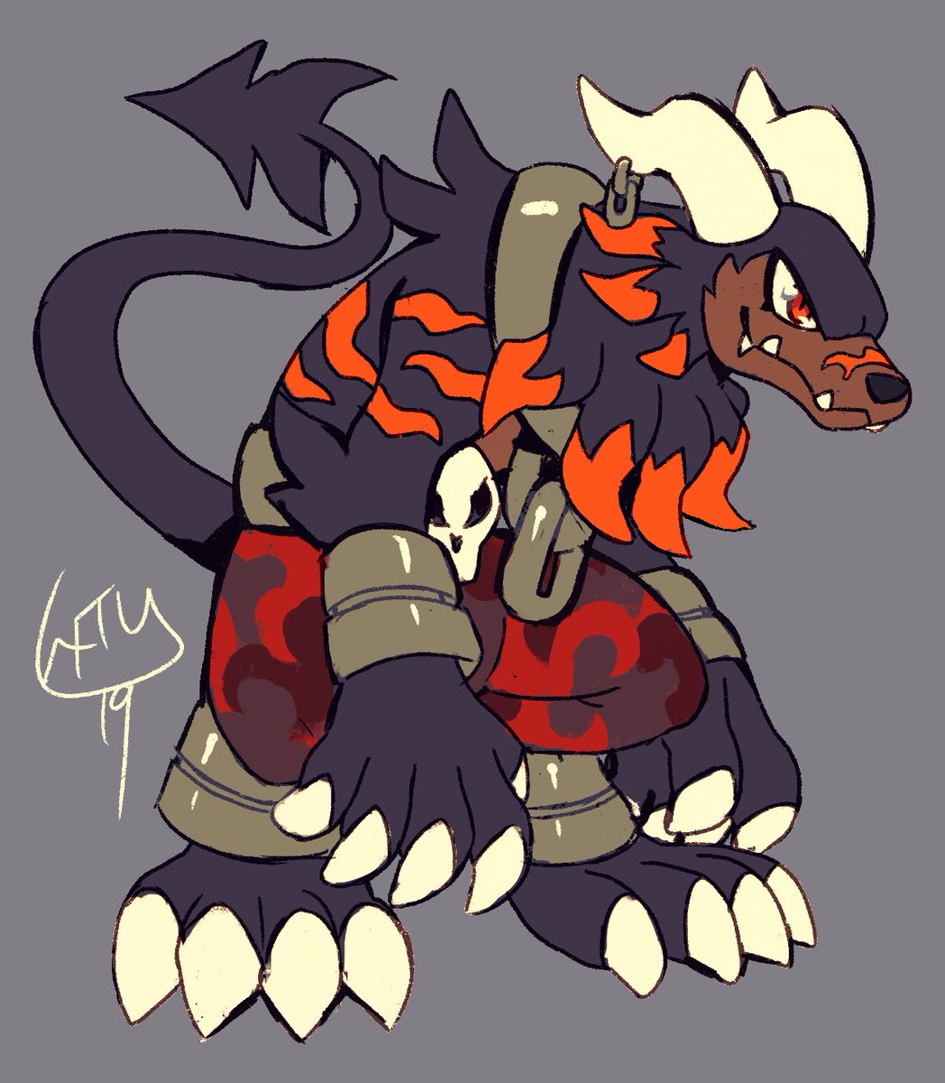 blackweregarurumon x houndoom ko-fi combomon