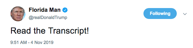 Trump changed his permanent residence to Florida, so we made a browser extension that changes his name to "Florida Man."

Download: MakeTrumpFloridaMan.com