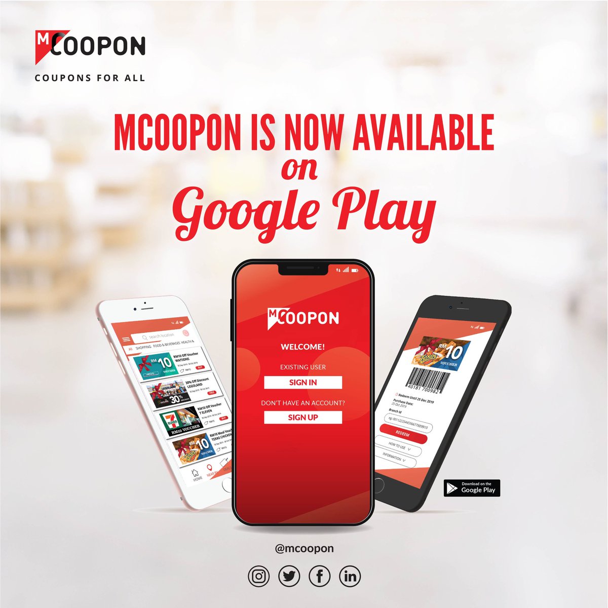 Hello Everyone! It’s Official We’re on Android Now! 
#mCoopon #couponsforall #mobileapp #playstore #savings #digitalcoupons #digitalvoucher #shopping #everythingiseasy #digitallife #lifestyle #availablenow #downloadnow #redeem #freedownload