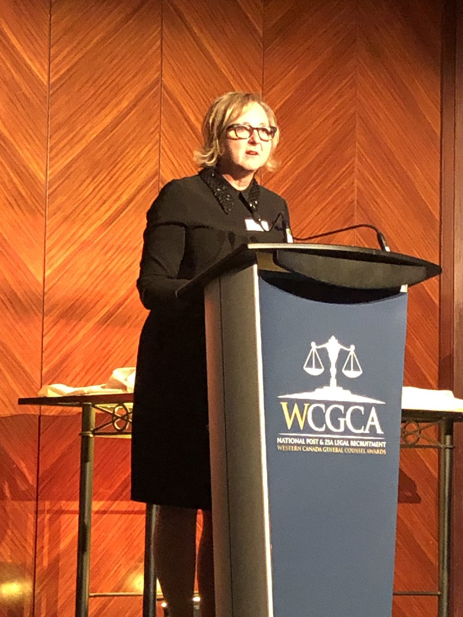 The final award of the evening is the Western Canada Lifetime Achievement Award - presented to Kristine Delkus of @TCEnergy - “tough as nails” “truthful unvarnished insightful advice” “learned so much from watching her work” “whole career was exemplary” #WCGCA