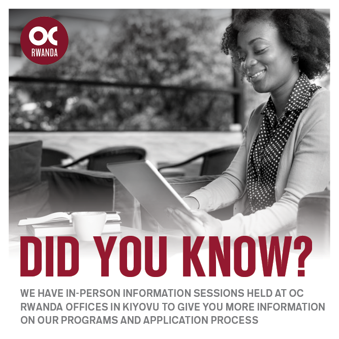 OCRwanda's tweet photo. Need to see if #OCRwanda works for you? Come to our information sessions and learn more about our programs, scholarships and financing options, and the benefits you gain when you choose to #StudyAtOC
Venue: RSSB Headquarters, Tower II, 10th Floor
Date: Nov 5th 2019
Time: 5:30pm https://t.co/Y1PelGzwUR