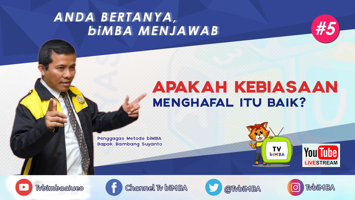 Si Kecil terbiasa menghafal saat belajar?, padahal menghafal itu bukan belajar loh Ayah Bunda.
.
.
Yuk simak penjelasan lengkapnya bersama penggagas metode biMBA Bapak Bambang Suyanto.
youtu.be/Pv_4irp8Q54