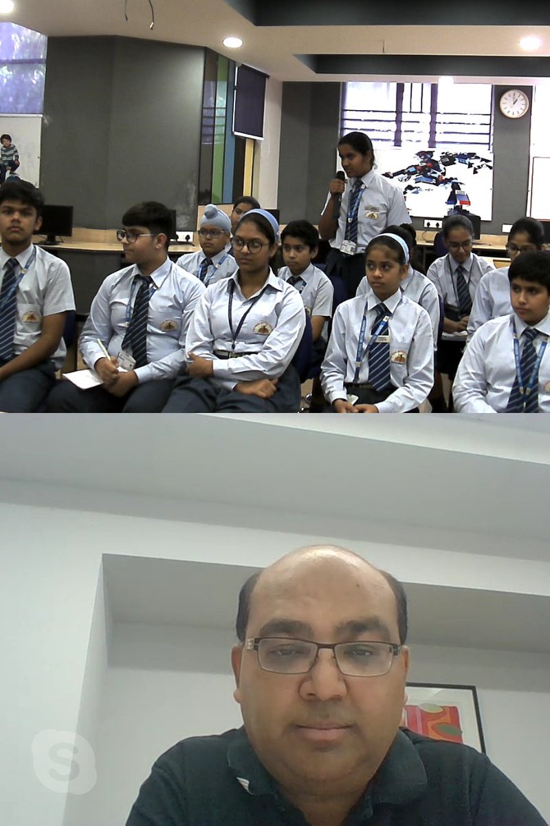 klnamya's tweet photo. #MicrosoftEDU #MSFTGlobalConnect @SkypeClassroom #Satyans have meaningful discussions with Microsoft Leadership Mr Manish Prakash about how they are working on ##SdgGoals using #AI #MinecraftEdu #MsTools @vjauhari1 @MeenakshiUberoi @SatPaulMittal #TeachSDGs https://t.co/2n2UjI2rz7
