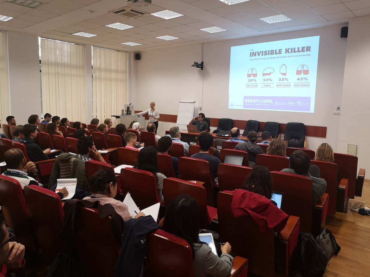 EO_OPEN_SCIENCE's tweet photo. The first joint @eumetsat @ESA_EO @CopernicusECMWF
training course on atmospheric composition started at Babes-Bolyai University in Cluj, Romania this week! O.Tarasova @WMO speaks about air quality and health impact #atc2019 #eo4society https://t.co/mZN9DmKYsD