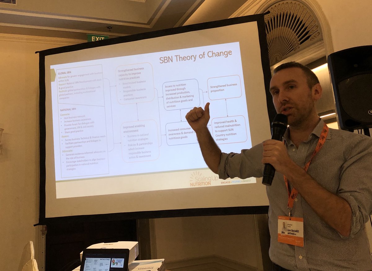 bmnellik's tweet photo. One of the great things about #Sungg19 is that all parts of the ⁦@SUN_Movement⁩ can come together to build on each other’s strengths.  Here’s ⁦@jonnytench⁩ of the SUN business network outlining how effective business engagement drives better nutrition. https://t.co/W4dCS9CGhN
