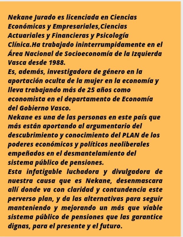 No podeis perderos el encuentro que tendremos el 15 de noviembre con Nekane Jurado.Nos hablará de todo aquello que nos ocultan sobre pensiones.También tendremos el privilegio de que nos presente su último libro "Lucharon contra la hidra del patriarcado: Mujeres libres"
<a href="/MModepes/">MODEPES -Movimiento Pensionistas Siero- Asturias</a>