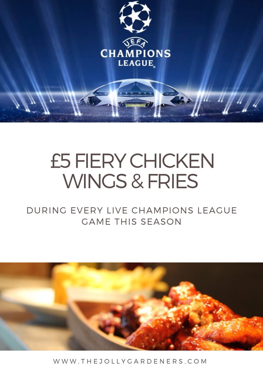 Join us for live Champions League games and enjoy our chicken wings &amp; fries for a fiver! win win #ChampionsLeague #eatlocal #wandsworth #earlsfield