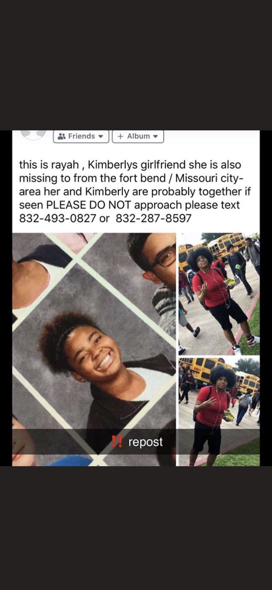ravvvvven's tweet photo. this is my cousin rayah she was reported missing yesterday from school. the area was fort bend/ fresno area. if you have seen her or know anything please contact me. i just want my cousin back home !! https://t.co/WqARdO1IBT