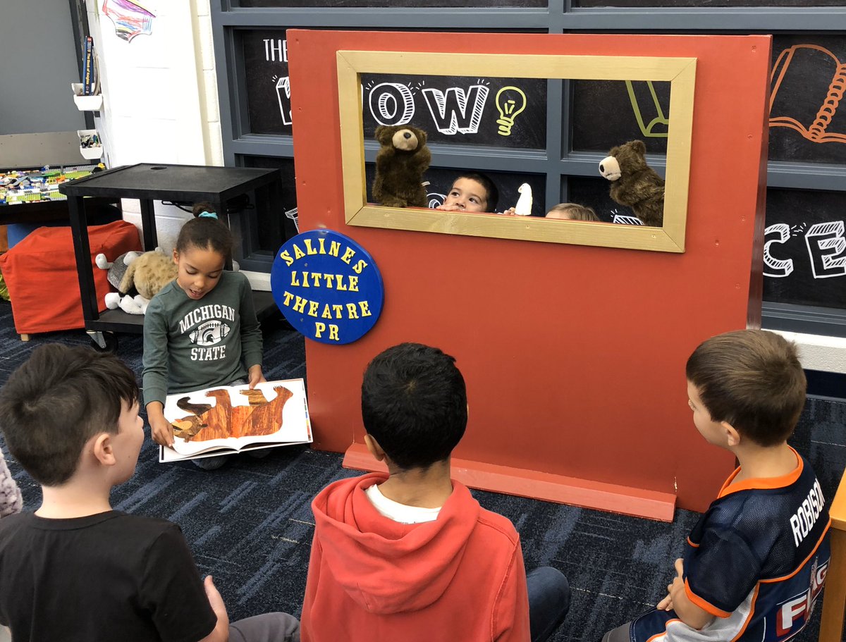 mledford918's tweet photo. Story Time Theater is brought to you by @MsLisecki_PR class! Great things are happening in the library! #sascompass #prlearn #futurereadylibs https://t.co/7XqYE8xaO5