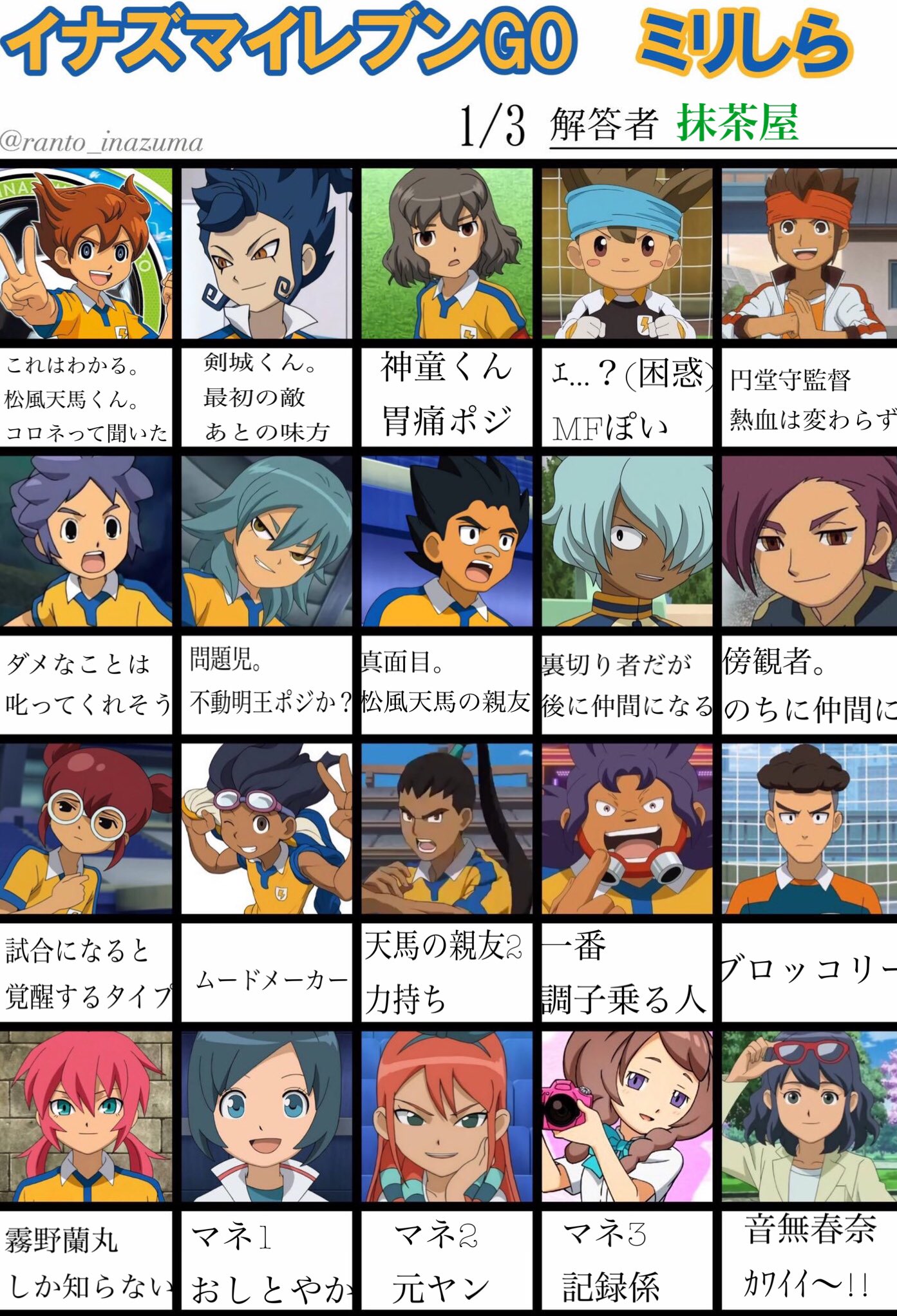 ま ぷ アレス オリオン 無印を見終わって次はgoを見ようとしています そんな私がミリしらしました あってるかな お借りしました Ranto Inazuma イナズマイレブンgo イナイレミリしら T Co Lqqltbh1tq Twitter