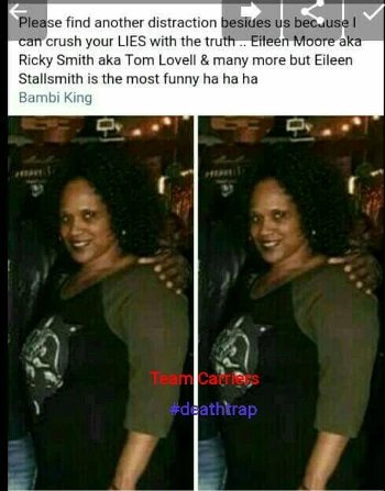 goddessgo_lacy's tweet image. This is Eileen "Stallsmith" Moore who started the witch Hunt against us (that's a wig because her real hair is gone) #NoFilter #SameAgeGroup #DifferentChoices