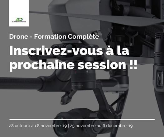 En ce moment se déroule la formation #Drone chez <a href="/Artechdrone/">Artechdrone</a> !
Il est grand temps de vous inscrire à la prochaine édition qui se déroulera du 25 novembre au 6 décembre prochains !
#FormationDrone <a href="/VilledeReims/">Ville de Reims</a> 
Pour plus d'infos c'est par ici => buff.ly/2WHf5cO