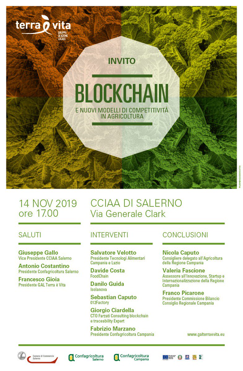santangeloitalo's tweet photo. Convegno alla Camera di Commercio di Salerno sulla #tracciabilità nell'#agroalimentare di #qualità attraverso #blockchain e altri sistemi di #certificazione dell'origine prodotti #agrifood @galterra_e_vita @Confagricoltura @FoodChainIT #foodtech #FBchain #BluDev #foodinnovation https://t.co/q6dvwtNsxg