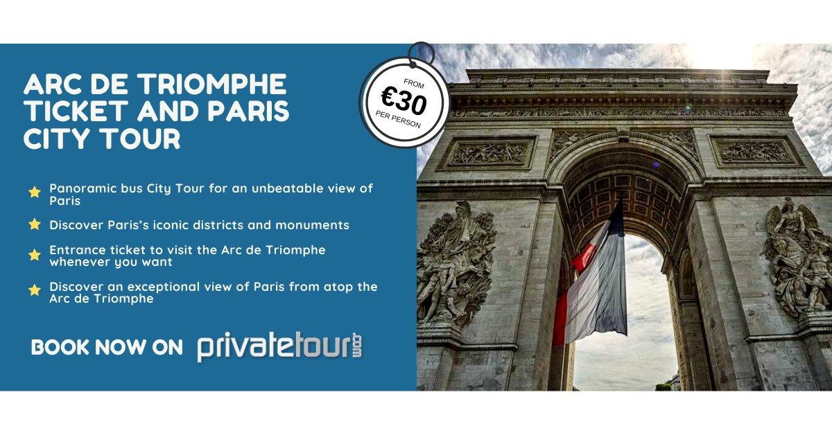 Arc de Triomphe Ticket and Paris City Tour, from only €30! See full details &amp; book here: bit.ly/ArcDeTriompheC…

#paris #citytour #pariscitytour #privatetour #excursion #travel #tourism #book #france #arcdetriomphe
