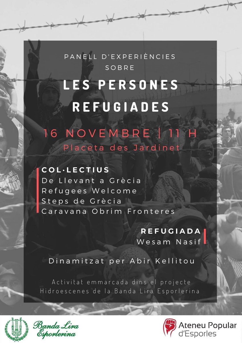 Pannell d’experiències sobre les persones refugiades. Amb col.lectius i persones refugiades. Molt recomanable!