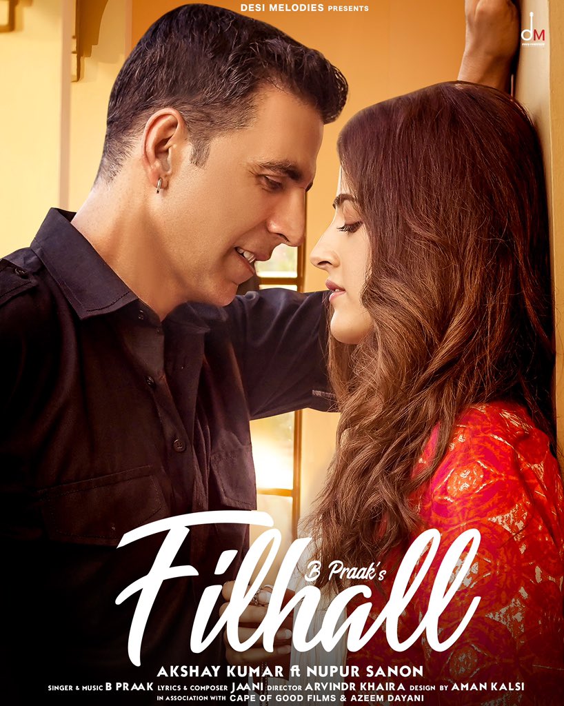 Witness a tale of heart-wrenching love 💔 Here’s the poster of my first ever music video, #Filhall with @NupurSanon. Sung by @BPraak.
#Jaani #ArvindrKhaira @DesiMelodies #CapeOfGoodFilms #FilhallPoster