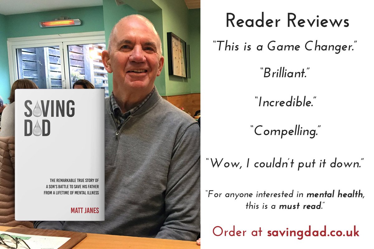 mattjanes's tweet photo. After ECT & psychiatric medication failed my father for decades, I had to discover a new way to save my dad from his depression. Discover how in my new book, Saving Dad, https://t.co/FjPk3JiBb8
#savingdad #mentalhealth #mentalillness #depression #ect #BookBoost #books #author https://t.co/DbfquOuSRA