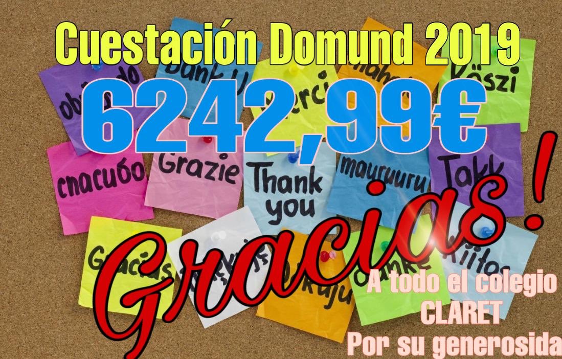 colegio_claret's tweet photo. La recaudación de la última campaña del #domund2019 ha superado todas las expectativas: ¡6.242,99€! ¡Muchas gracias a todos por vuestra dedicación, esfuerzo y generosidad! #SomosUniversales https://t.co/vCg2ds6sMn
