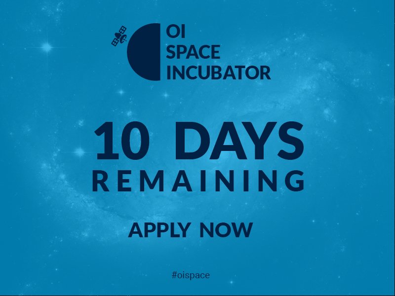 Its the final countdown ... apply now for our fully funded incubator programme to get your space tech idea launched!  More info: and application details oispace.co.uk #oispace <a href="/spacegovuk/">UK Space Agency</a> @SpaceIncNet <a href="/EM3GrowthHub/">EM3 Growth Hub</a> <a href="/Base_Bordon/">BASE Bordon IC</a> <a href="/oxinnovation/">Oxford Innovation Space</a>