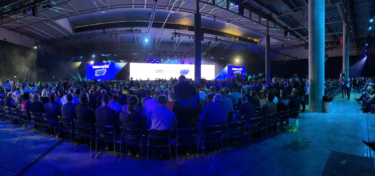 ietanalex's tweet photo. VMworld 2019 in Barcelona just kicked off... great news and sessions upcoming in the next days... #VMworld2019 #MakeYourMark https://t.co/eYFuUlE4PR