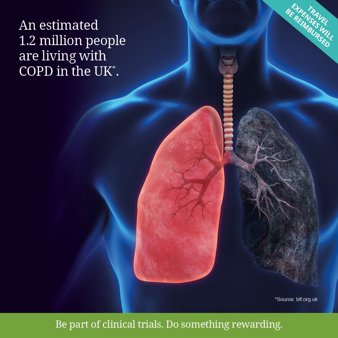 An estimated 1.2 million people are living with COPD in the UK*

We invite you to find out more about Chronic Obstructive Pulmonary Disease (COPD) clinical trials here: bit.ly/2Wb1IRZ

#COPDAwarenessMonth

*@lunguk