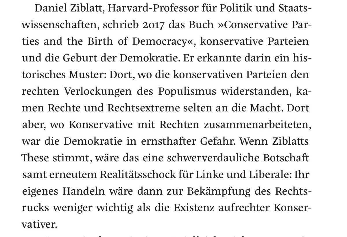 saschalobo's tweet image. Ob Demokratien in den Faschismus kippen, hängt weniger vom Verhalten von Linken und Liberalen, sondern vor allem von der Existenz aufrechter Konservativer ab. (Ausriss aus „Realitätsschock“, Kapitel Rechtsruck) #cduthueringen