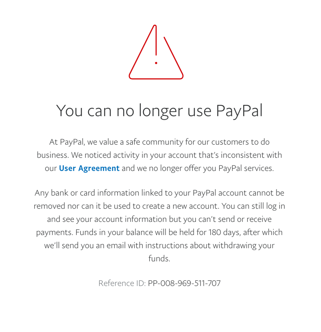 catzie's tweet photo. “You can no longer use PayPal” all of a sudden https://t.co/PzYWp6bvjo https://t.co/IS1aCY4jop