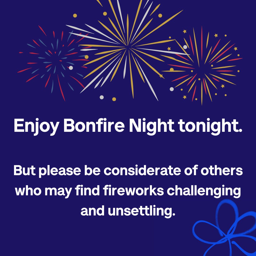 alzheimerssoc's tweet photo. We hope you enjoy the #BonfireNight fireworks. Remember that some people, including those who are living with dementia, may find fireworks unsettling. Read our advice on staying safe while still having fun: https://t.co/hMMY6q26eA 🎇 https://t.co/r4bxpljQFW