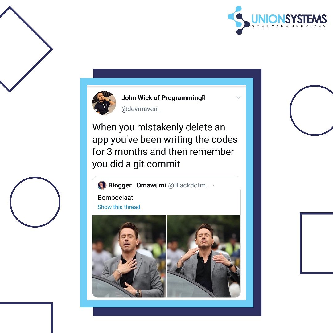 unionsystemshq's tweet photo. They almost got me but I was one step ahead ๐
@devmaven_ we feel you
_
#BuildwithUSL
#Programmer #Git #GOAT #TuesdayThoughts https://t.co/vN7tKqmkfZ